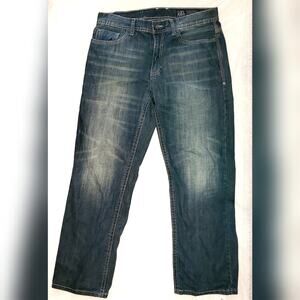 LNew-T.K. Axel Faded Blue Denim Jeans Relaxed Straight Leg Dark Wash W32XL30